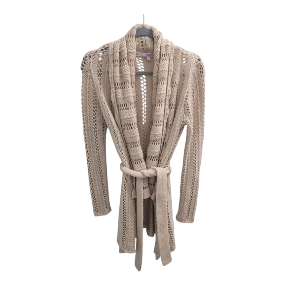 Calypso St. Barth Women's XS/SM Cream Crochet Knit Sweater Merino Camel Hair - Picture 2 of 10